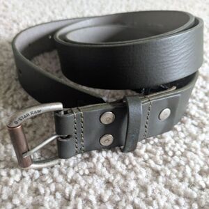 NWT G-Star Raw Dark Forest Green Leather Belt w/ Silver Hardware Sz XL